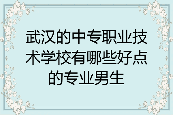 武汉的中专职业技术学校有哪些好点的专业男生