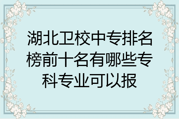 湖北卫校中专排名榜前十名有哪些专科专业可以报