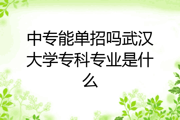 中专能单招吗武汉大学专科专业是什么