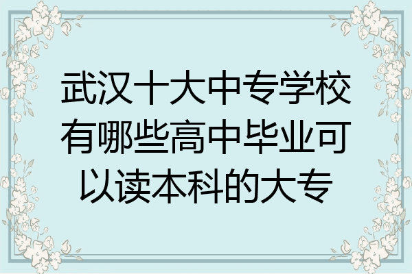 武汉十大中专学校有哪些高中毕业可以读本科的大专