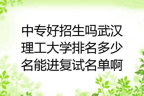 中专好招生吗武汉理工大学排名多少名能进复试名单啊