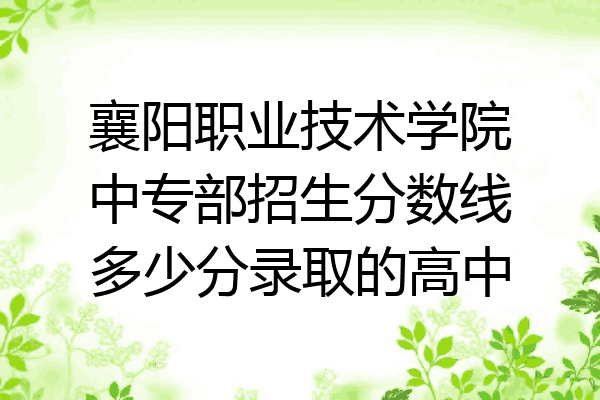 襄阳职业技术学院中专部招生分数线多少分录取的高中