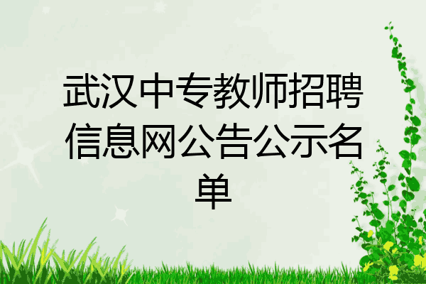 武汉中专教师招聘信息网公告公示名单