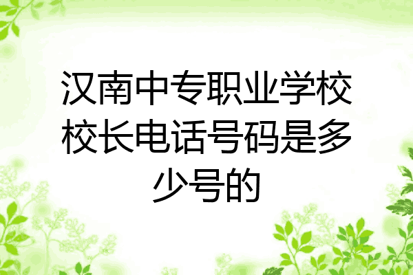 汉南中专职业学校校长电话号码是多少号的