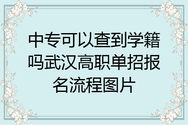 中专可以查到学籍吗武汉高职单招报名流程图片