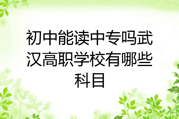 初中能读中专吗武汉高职学校有哪些科目