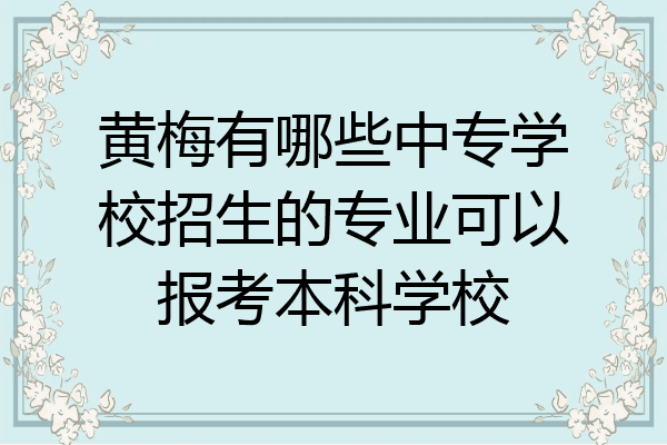黄梅有哪些中专学校招生的专业可以报考本科学校