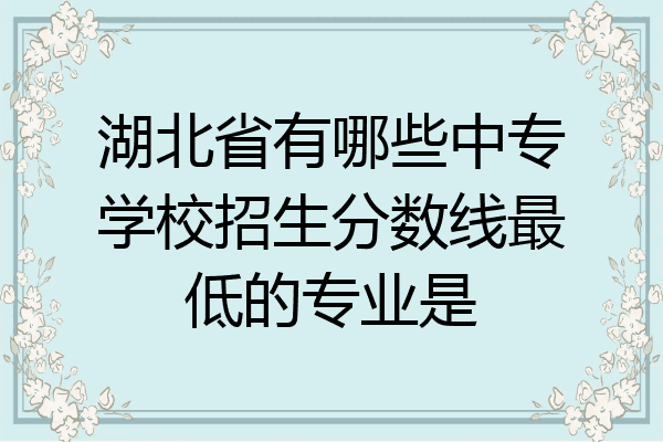 湖北省有哪些中专学校招生分数线最低的专业是