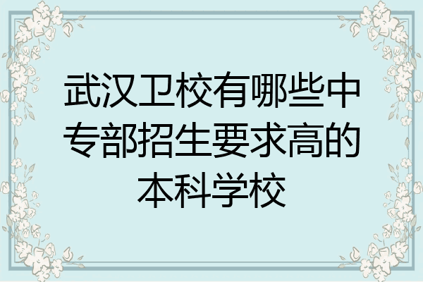 武汉卫校有哪些中专部招生要求高的本科学校