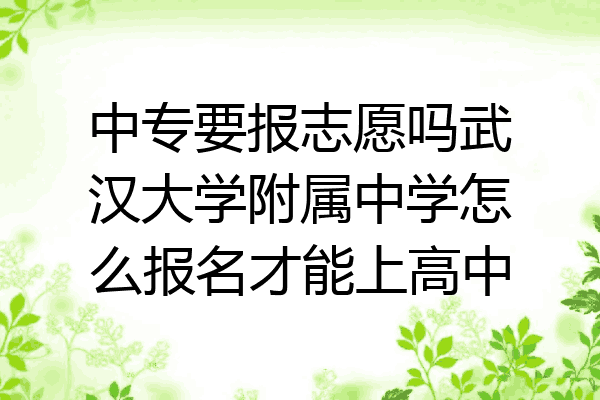 中专要报志愿吗武汉大学附属中学怎么报名才能上高中