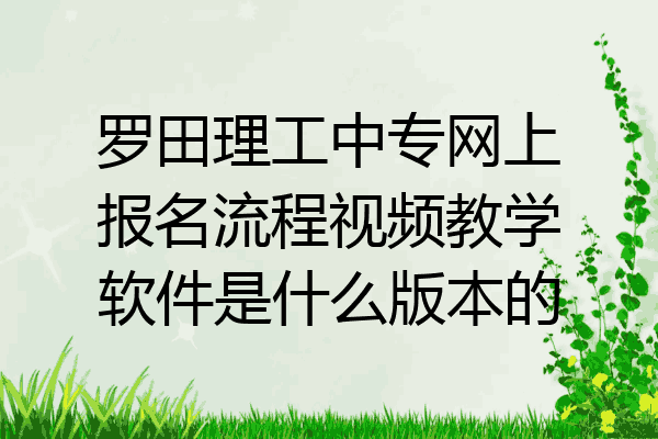 罗田理工中专网上报名流程视频教学软件是什么版本的
