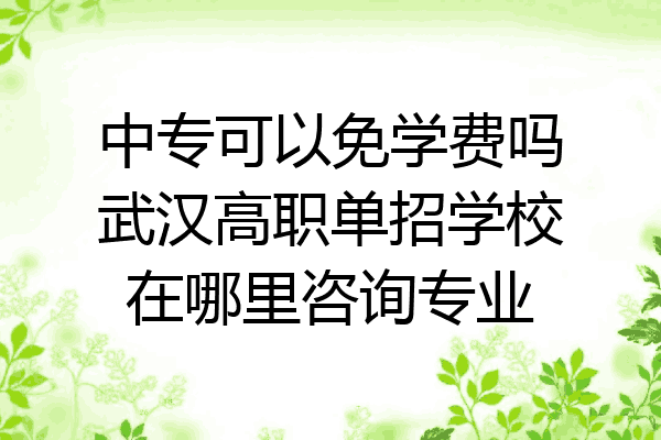 中专可以免学费吗武汉高职单招学校在哪里咨询专业
