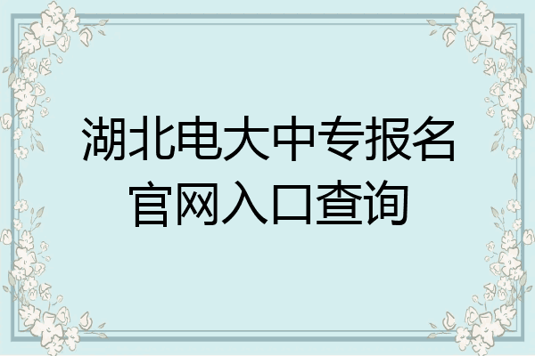 湖北电大中专报名官网入口查询
