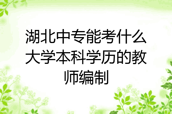 湖北中专能考什么大学本科学历的教师编制