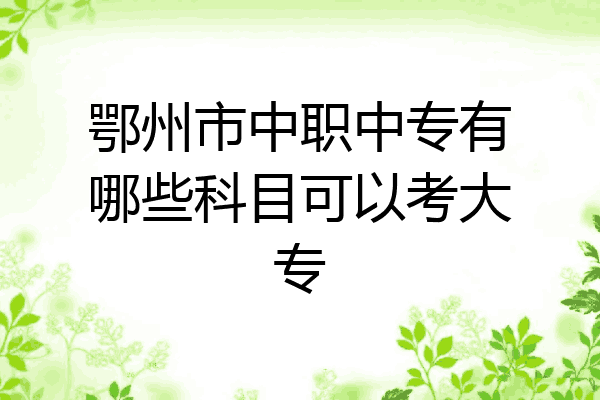 鄂州市中职中专有哪些科目可以考大专