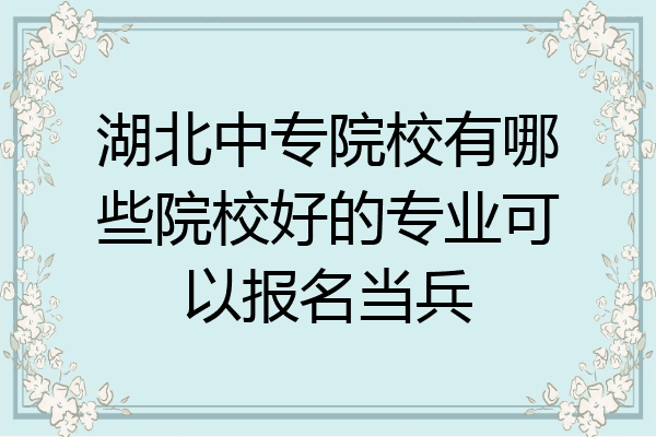 湖北中专院校有哪些院校好的专业可以报名当兵