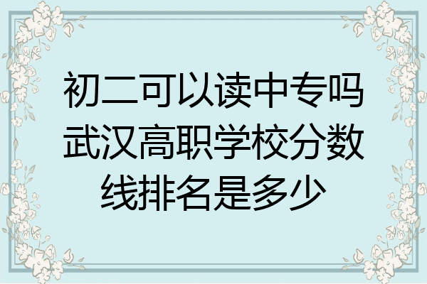 初二可以读中专吗武汉高职学校分数线排名是多少