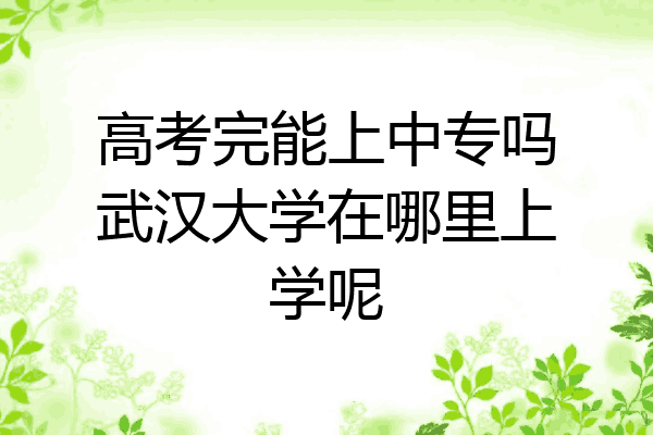 高考完能上中专吗武汉大学在哪里上学呢
