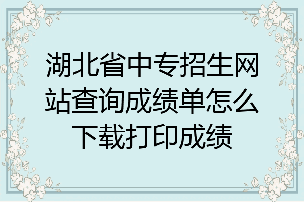 湖北省中专招生网站查询成绩单怎么下载打印成绩