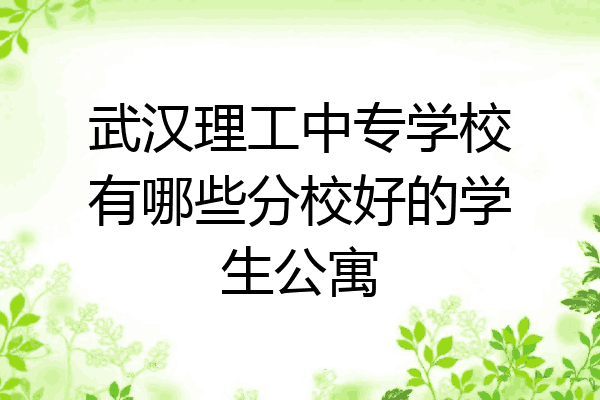 武汉理工中专学校有哪些分校好的学生公寓