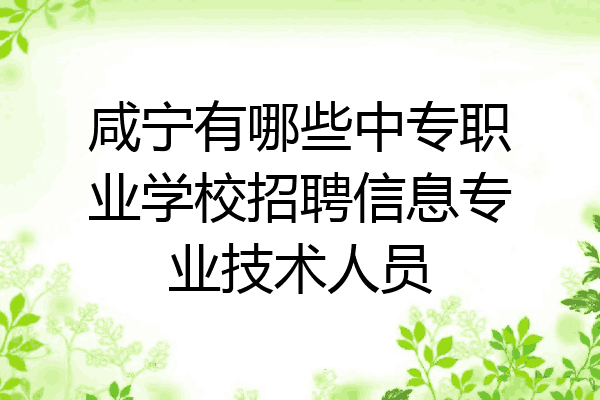 咸宁有哪些中专职业学校招聘信息专业技术人员