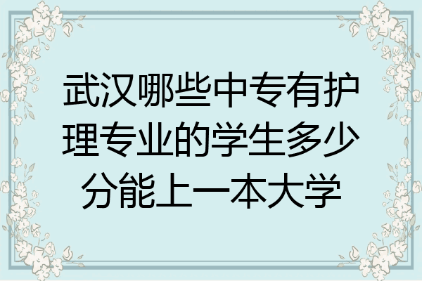 武汉哪些中专有护理专业的学生多少分能上一本大学
