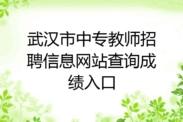 武汉市中专教师招聘信息网站查询成绩入口