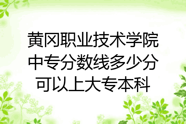 黄冈职业技术学院中专分数线多少分可以上大专本科