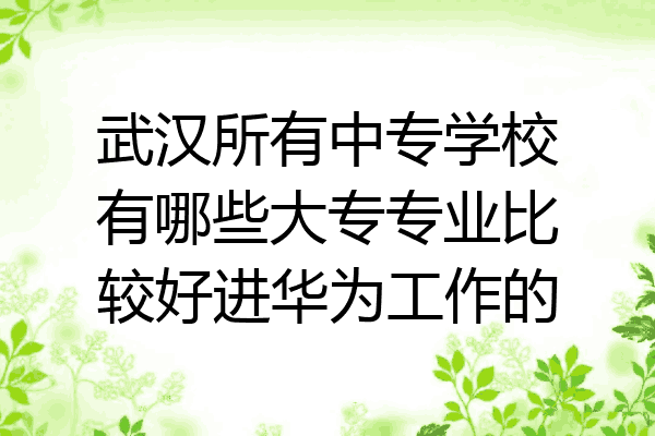 武汉所有中专学校有哪些大专专业比较好进华为工作的