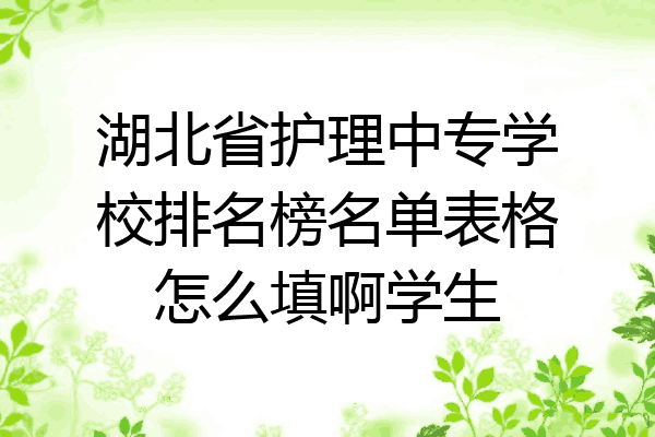 湖北省护理中专学校排名榜名单表格怎么填啊学生