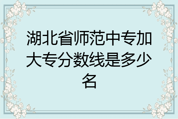 湖北省师范中专加大专分数线是多少名
