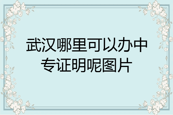 武汉哪里可以办中专证明呢图片