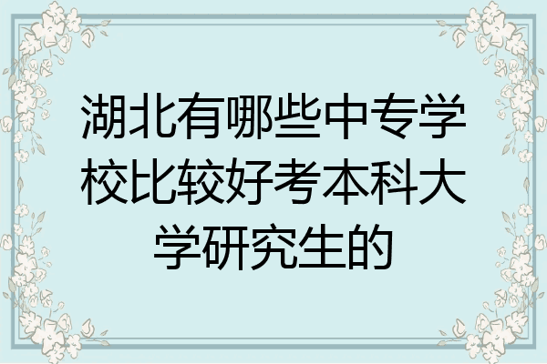 湖北有哪些中专学校比较好考本科大学研究生的