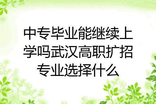 中专毕业能继续上学吗武汉高职扩招专业选择什么