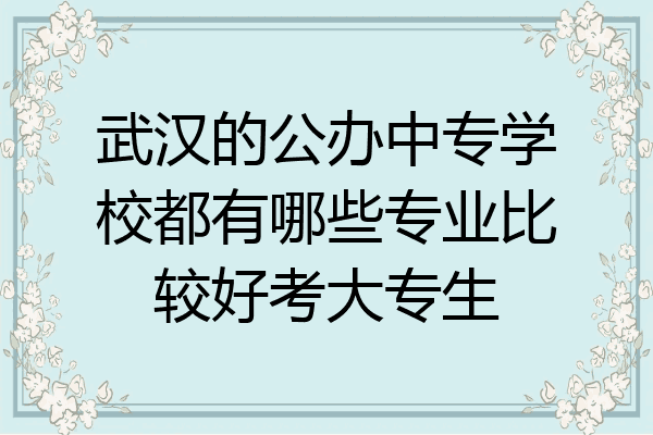武汉的公办中专学校都有哪些专业比较好考大专生