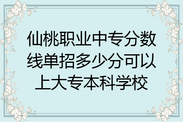 仙桃职业中专分数线单招多少分可以上大专本科学校