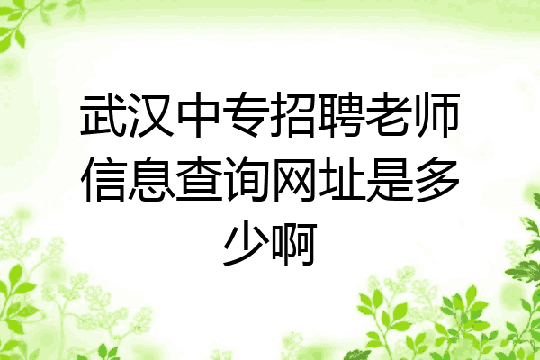 武汉中专招聘老师信息查询网址是多少啊