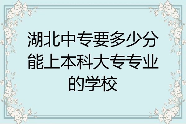 湖北中专要多少分能上本科大专专业的学校