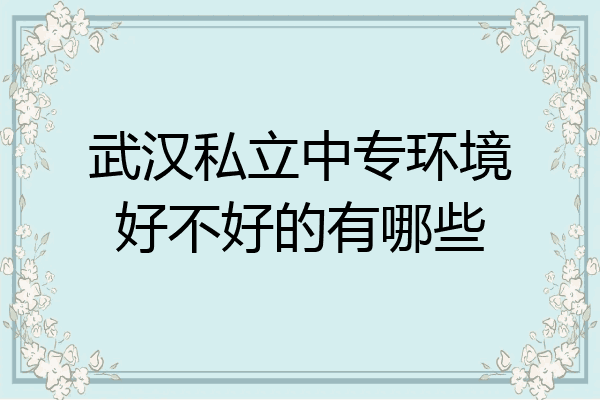 武汉私立中专环境好不好的有哪些