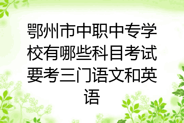 鄂州市中职中专学校有哪些科目考试要考三门语文和英语