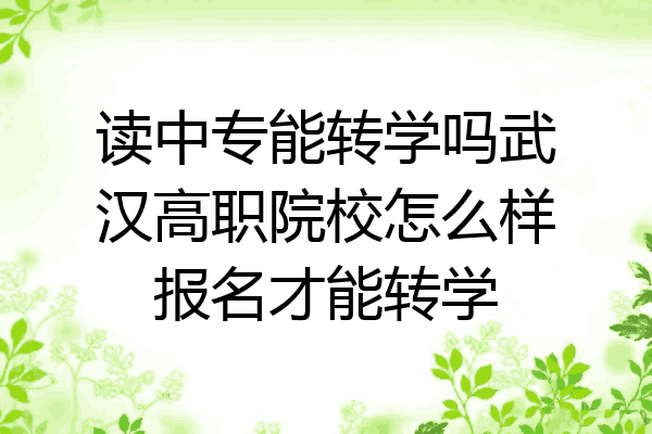 读中专能转学吗武汉高职院校怎么样报名才能转学