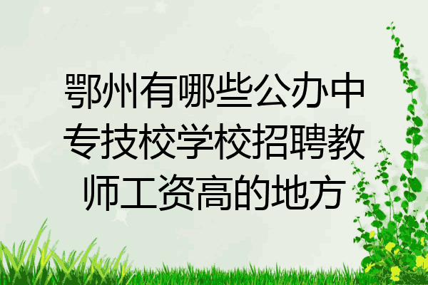 鄂州有哪些公办中专技校学校招聘教师工资高的地方