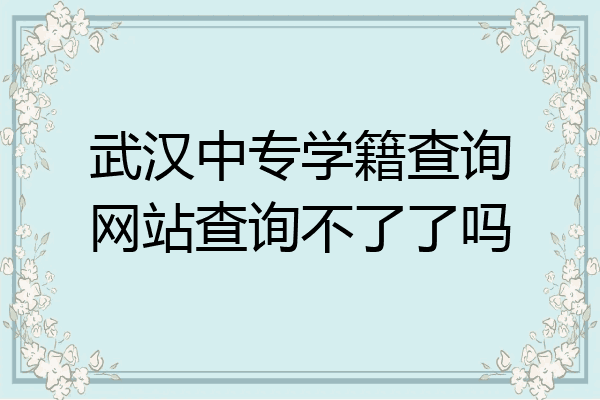 武汉中专学籍查询网站查询不了了吗