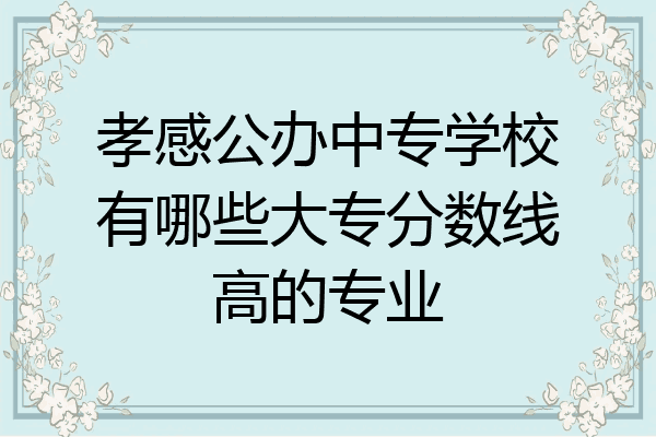 孝感公办中专学校有哪些大专分数线高的专业