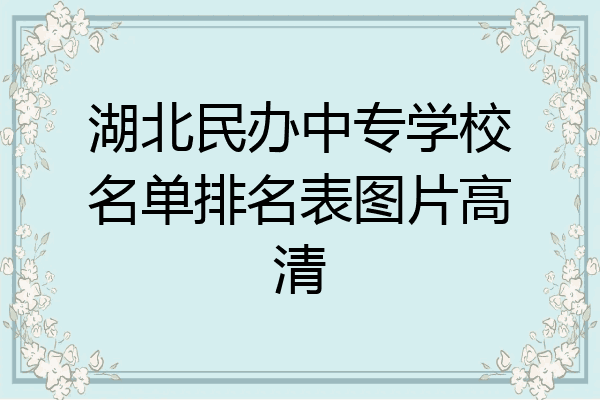 湖北民办中专学校名单排名表图片高清