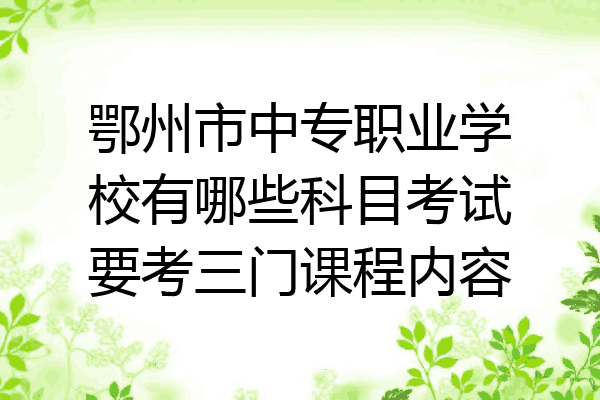 鄂州市中专职业学校有哪些科目考试要考三门课程内容