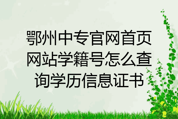 鄂州中专官网首页网站学籍号怎么查询学历信息证书