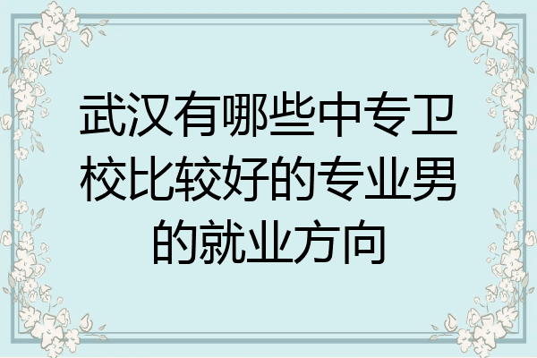 武汉有哪些中专卫校比较好的专业男的就业方向