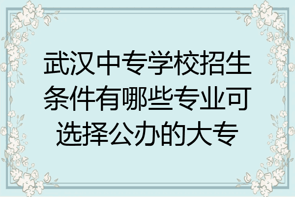 武汉中专学校招生条件有哪些专业可选择公办的大专