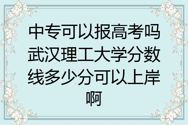 中专可以报高考吗武汉理工大学分数线多少分可以上岸啊